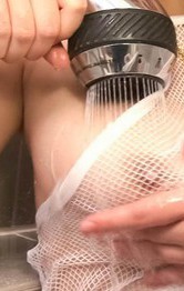 Tight and busty redhead babe pussy fondling in the bathroom
